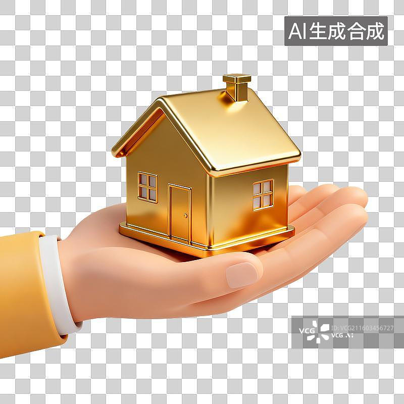 【AI数字艺术】手托着金屋 金融财经免抠元素图片素材