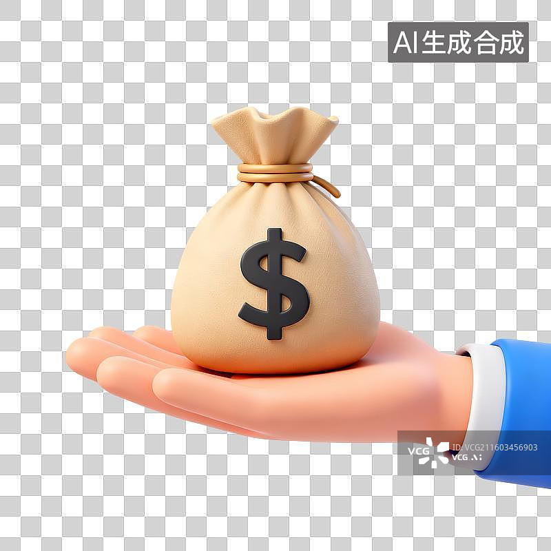 【AI数字艺术】手托着钱带 金融财经免抠元素图片素材
