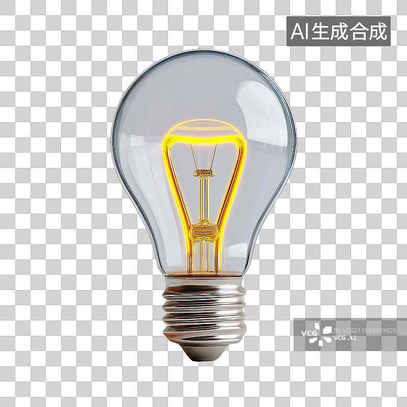 【AI数字艺术】玻璃灯泡3D图标图片素材