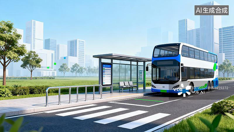 【AI数字艺术】3D风格公交成宣传界面图片素材