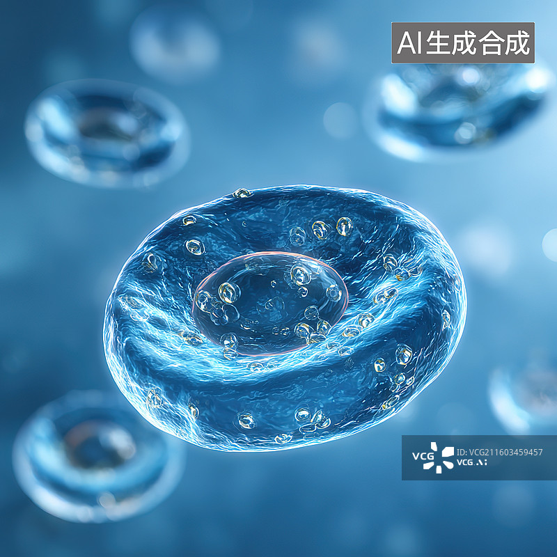 【AI数字艺术】显微镜下的红细胞结构图片素材