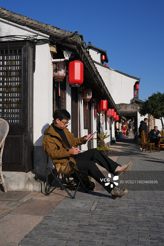 国家4A级景区 新场古镇 江南水乡 房子 街巷 美术 艺考 学生 写生 采风 画画图片素材