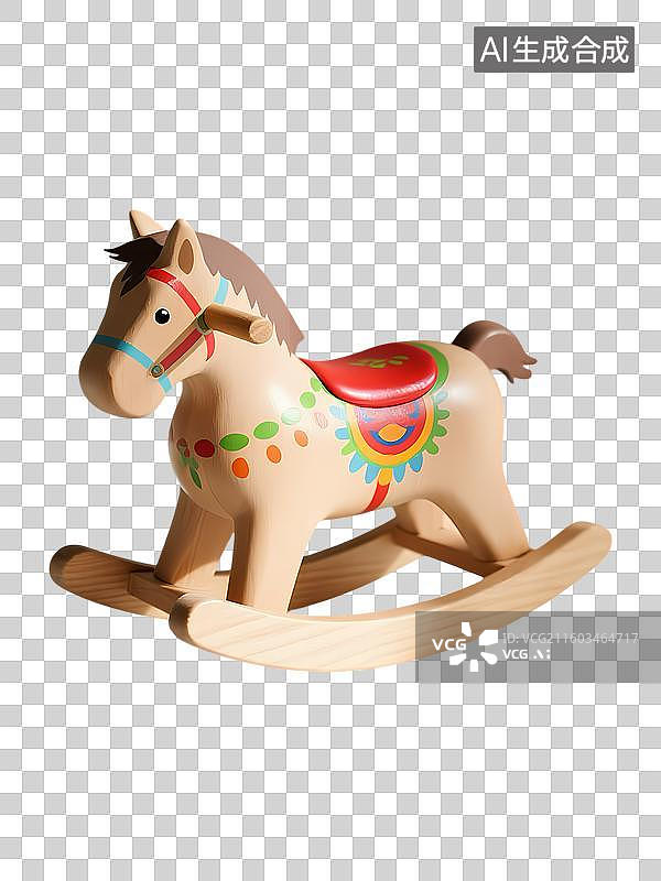 【AI数字艺术】儿童摇摇马木马玩具3D立体卡通质感插画元素图片素材