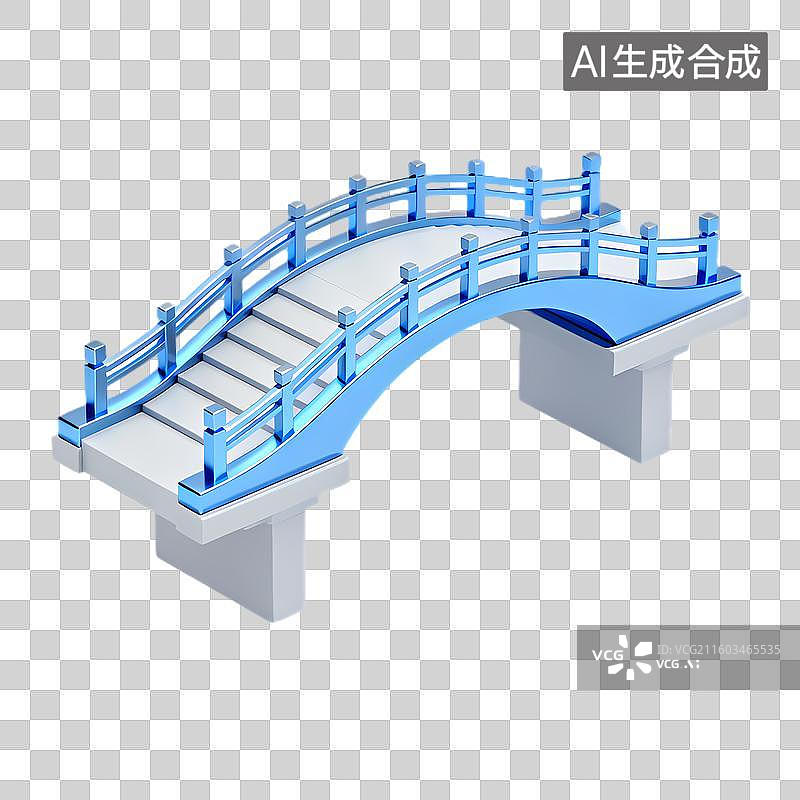 【AI数字艺术】蓝色拱形小桥图片素材