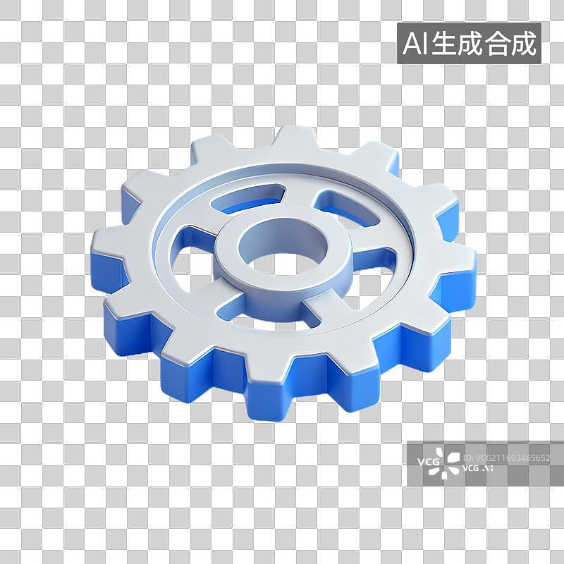 【AI数字艺术】蓝色白色相间的齿轮部件图片素材