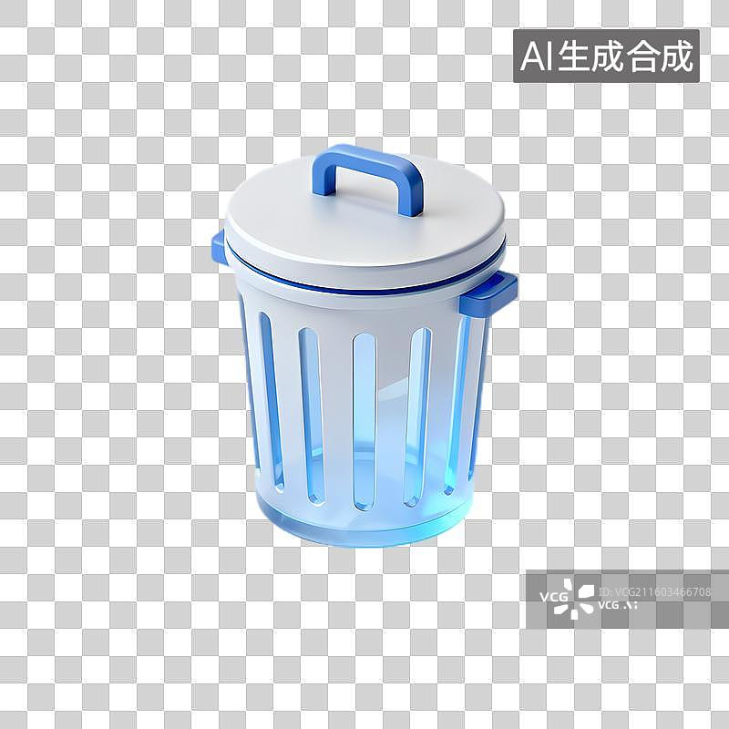 【AI数字艺术】蓝白配色3D垃圾桶图片素材