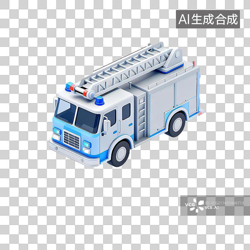【AI数字艺术】等距视角的现代消防车插画图片素材