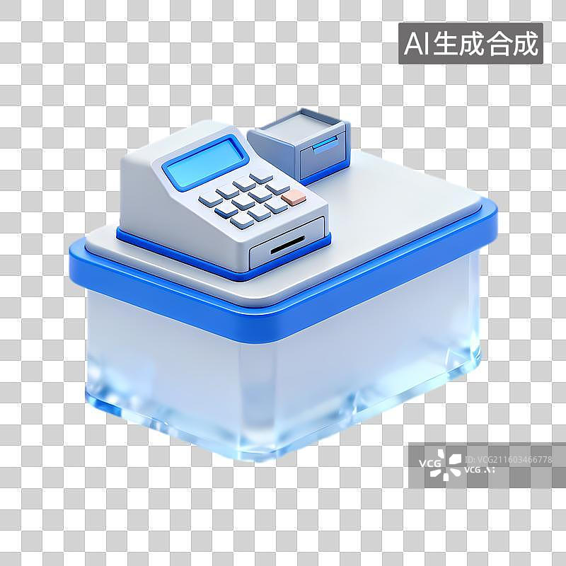 【AI数字艺术】带透明储物格的数字收银机图片素材