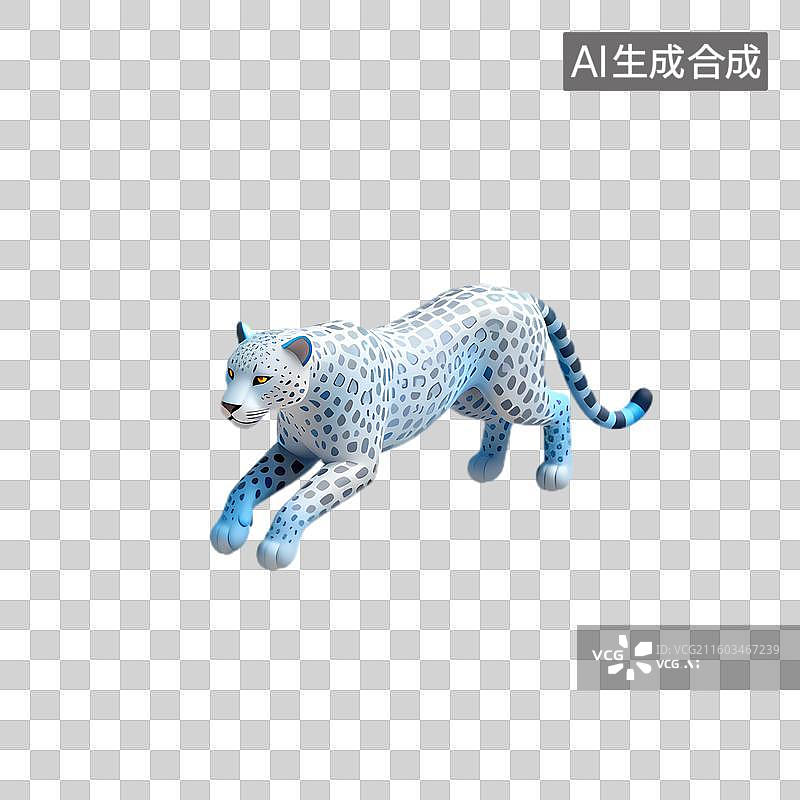 【AI数字艺术】奔跑的白色雪豹图片素材