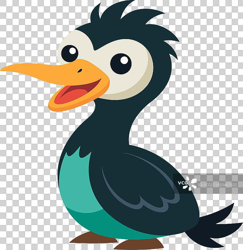 一只正在微笑的可爱鸬鹚图片素材