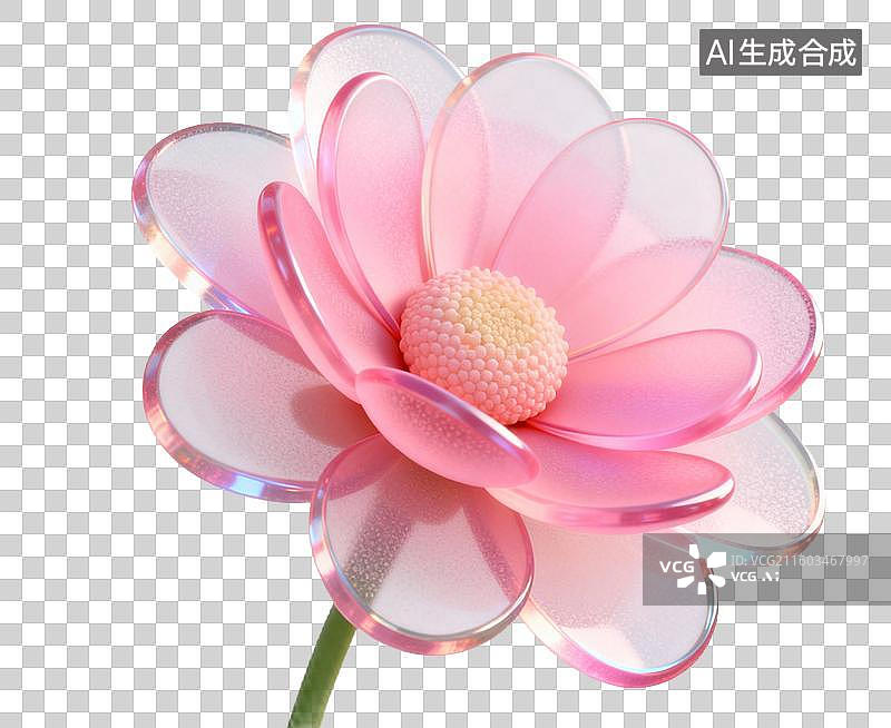 【AI数字艺术】一朵美丽的粉色透明花朵图片素材