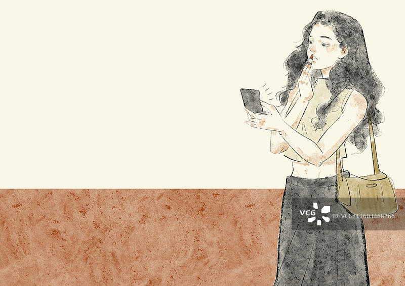 清新手绘风时尚人物插画图片素材