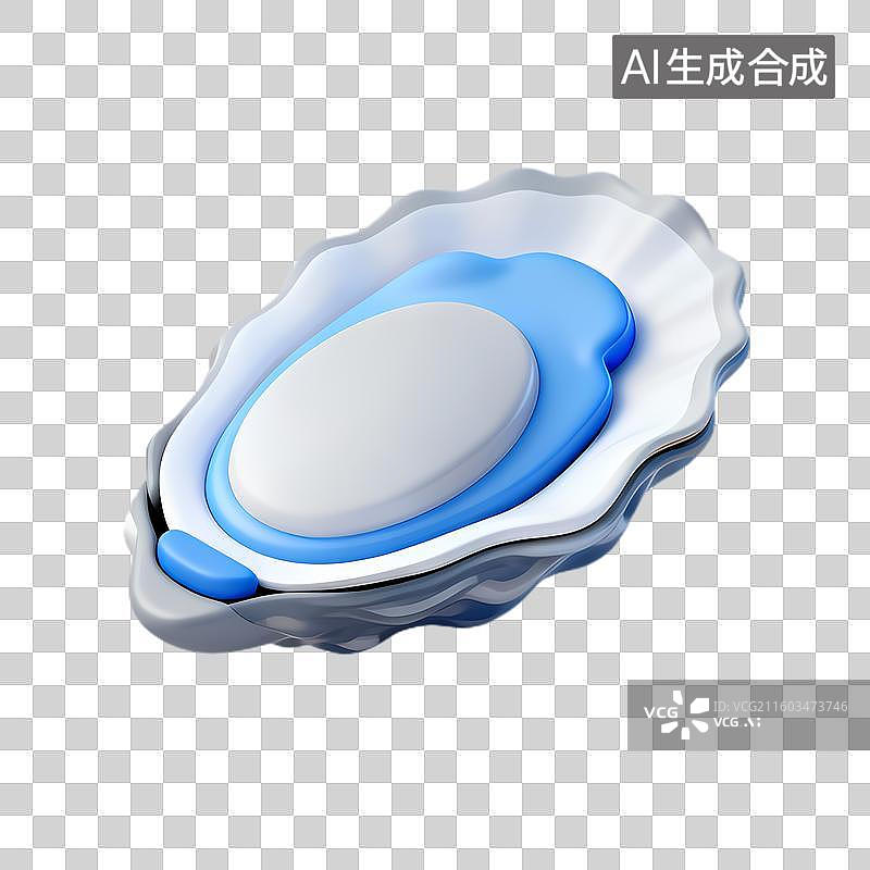 【AI数字艺术】蓝白配色3D渲染生蚝图片素材