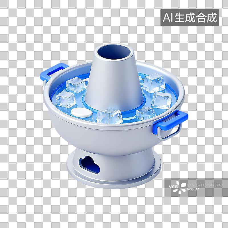 【AI数字艺术】现代带蓝柄的冰容器图片素材