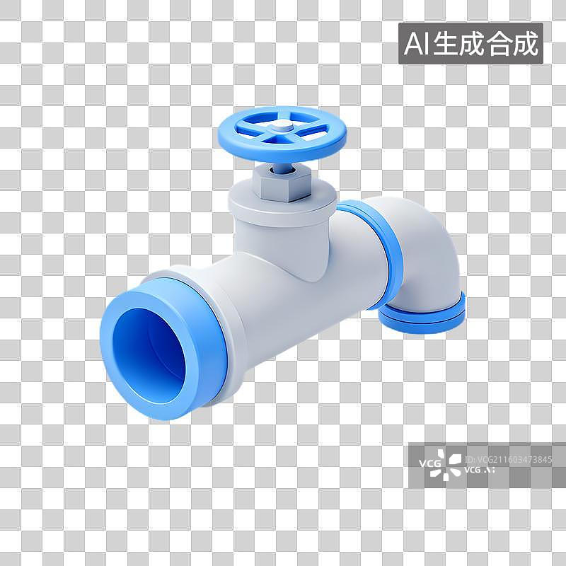 【AI数字艺术】带有蓝色细节的塑料水阀图片素材