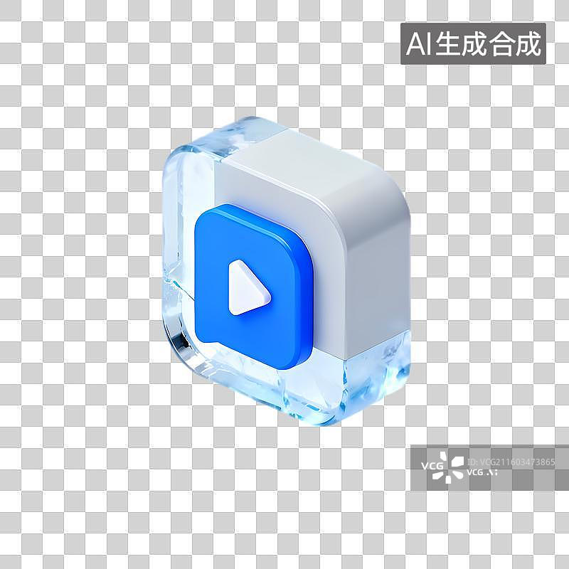 【AI数字艺术】3D渲染的播放按钮图标图片素材