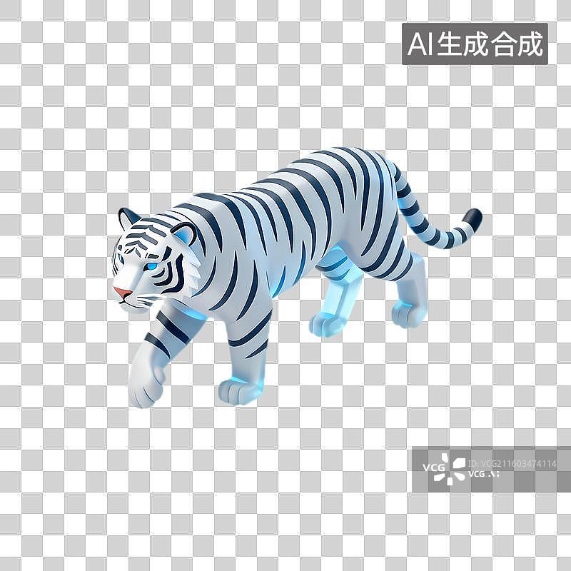 【AI数字艺术】具有黑色条纹的3D渲染白虎图片素材
