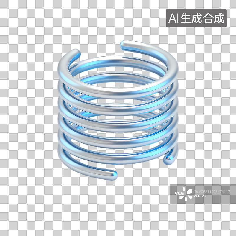 【AI数字艺术】金属螺旋弹簧的特写视图图片素材