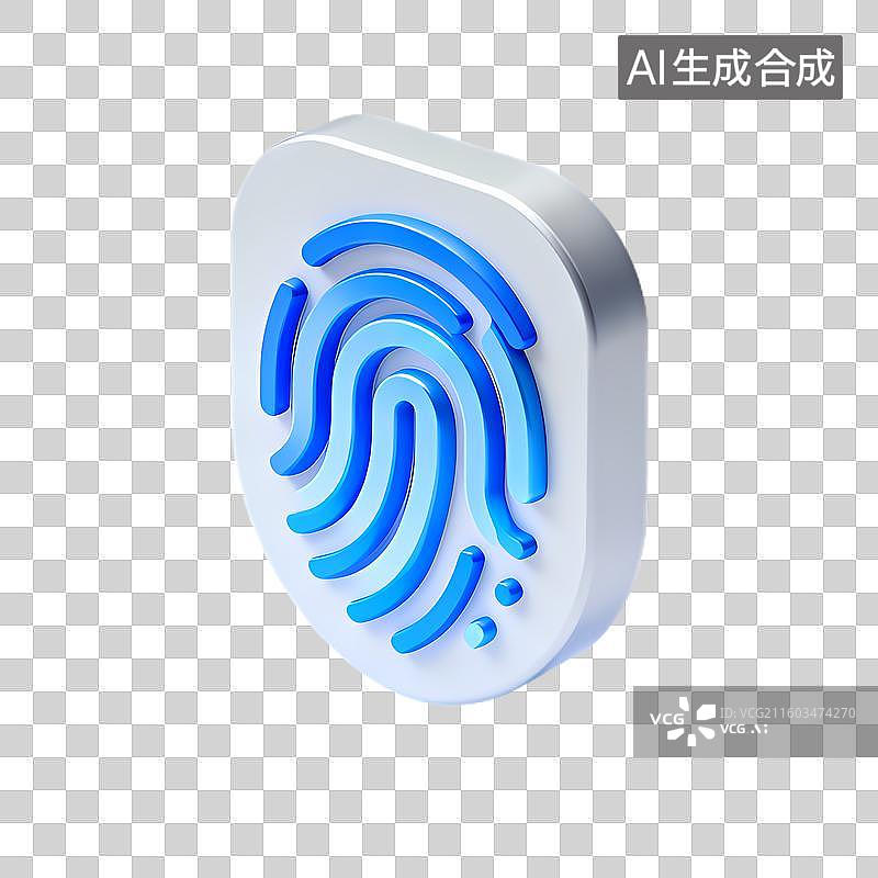 【AI数字艺术】指纹图标展示生物识别安全图片素材