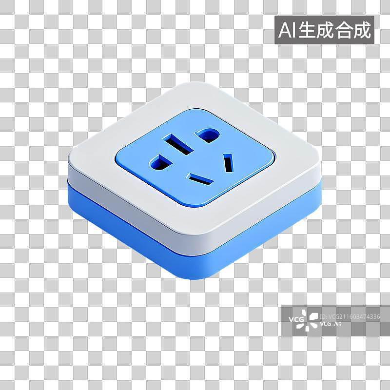 【AI数字艺术】蓝白配色的电源插座图示图片素材