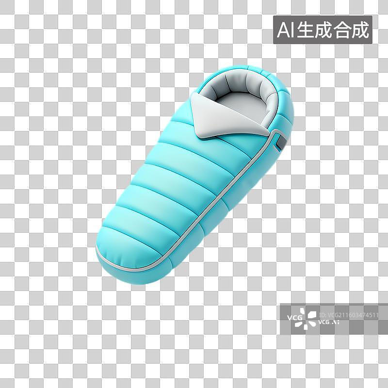 【AI数字艺术】户外轻便浅蓝色睡袋图片素材