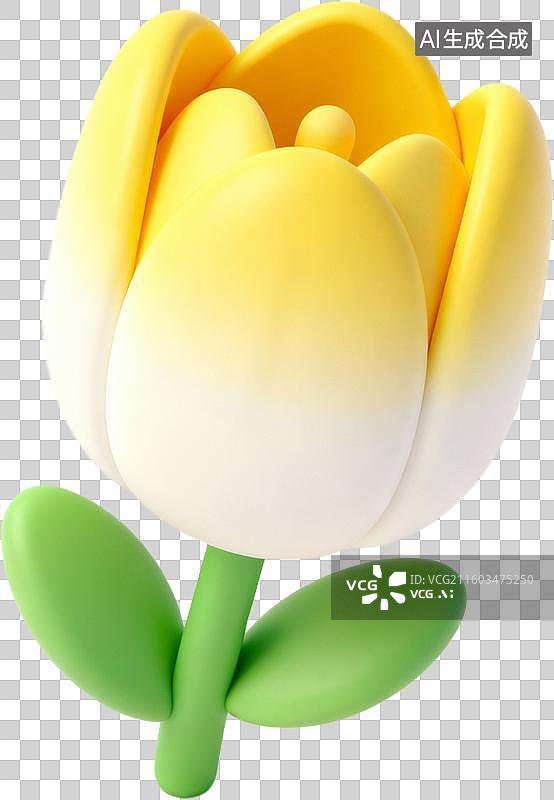 【AI数字艺术】3D卡通风格创意花朵花束书本信封爱心环保女孩插画元素图片素材