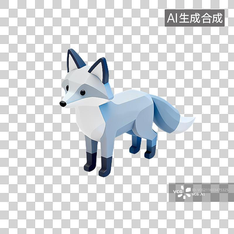【AI数字艺术】低多边形风格可爱北极狐插画图片素材
