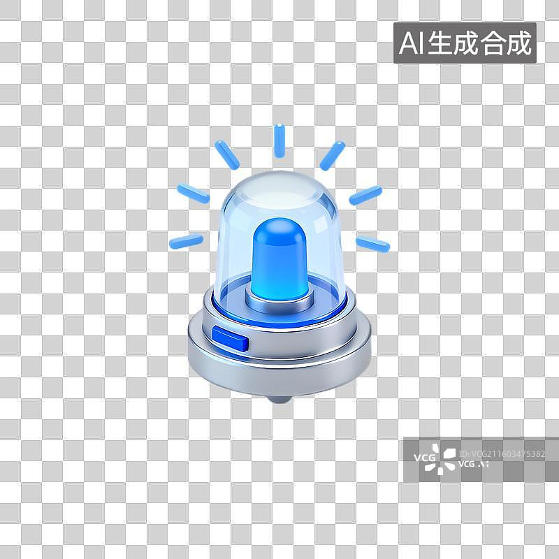 【AI数字艺术】蓝色闪烁警示灯图标图片素材