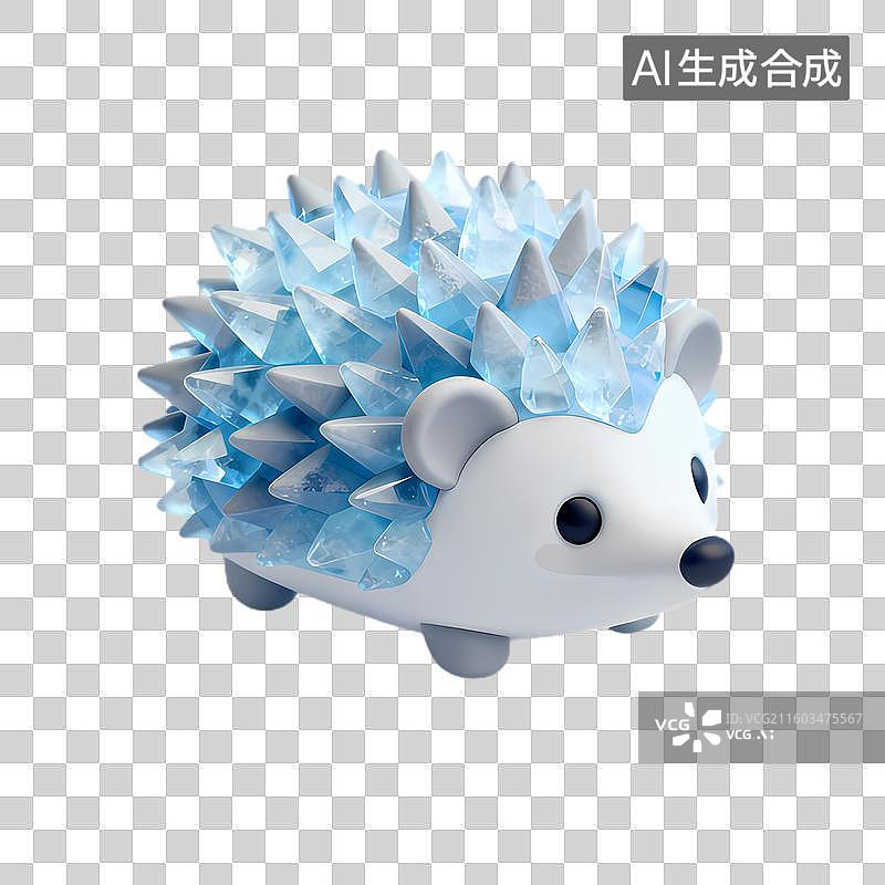 【AI数字艺术】可爱3D渲染蓝晶刺猬图片素材