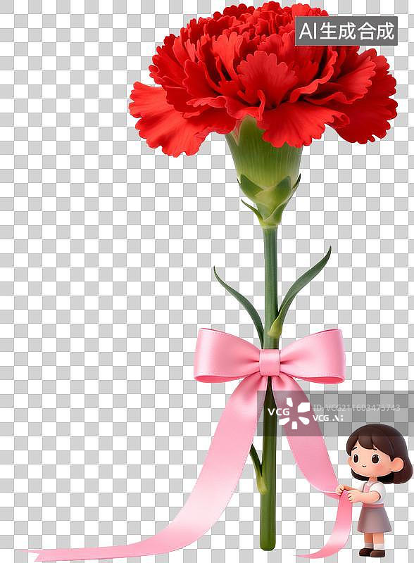 【AI数字艺术】3D卡通风格创意花朵花束书本信封爱心环保女孩插画元素图片素材