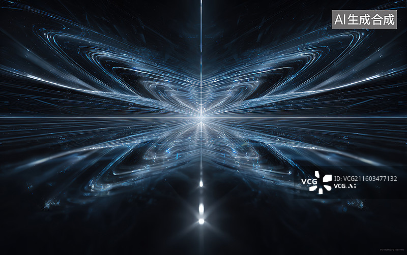 【AI数字艺术】蓝色光晕交织的抽象星云图片素材