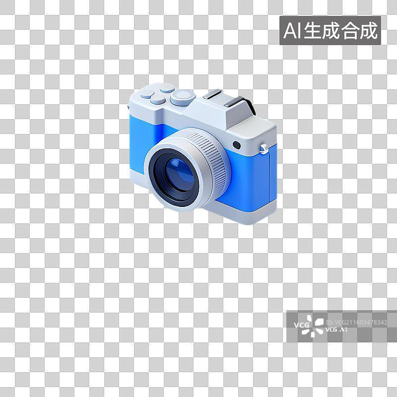 【AI数字艺术】蓝白色现代数码相机图片素材