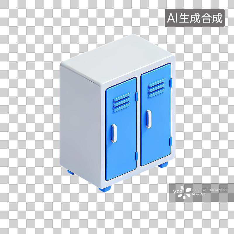 【AI数字艺术】简约双门蓝色储物柜图片素材