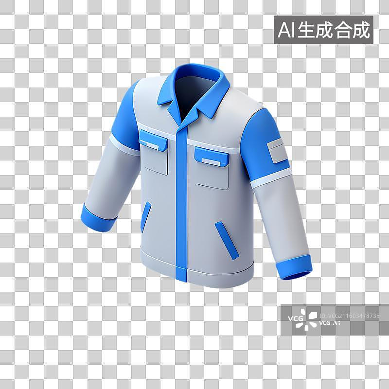 【AI数字艺术】浅蓝灰色多口袋工装外套图片素材