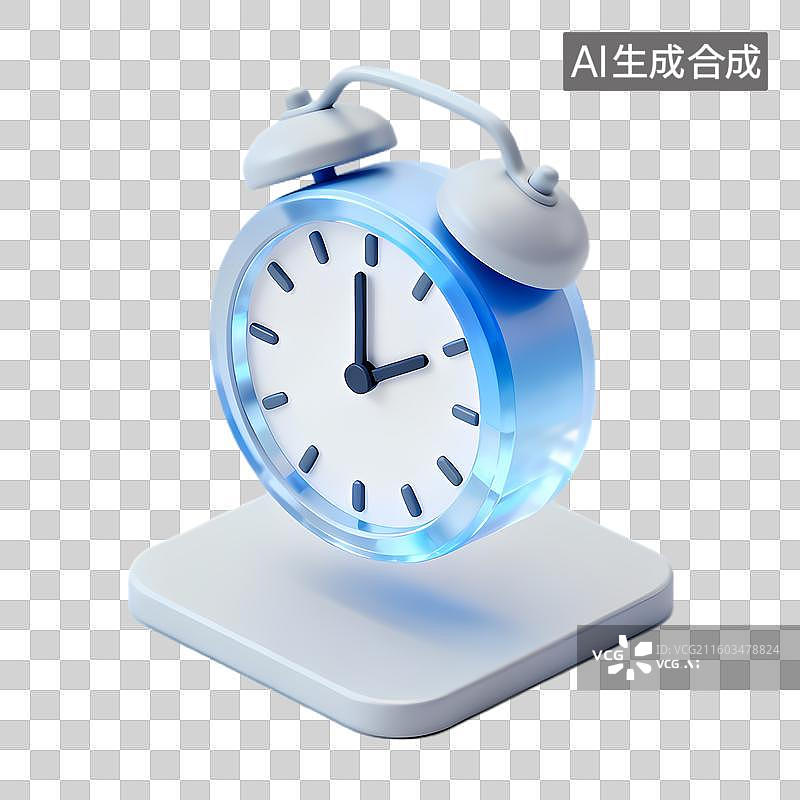 【AI数字艺术】3D渲染蓝色闹钟显示特定时间图片素材