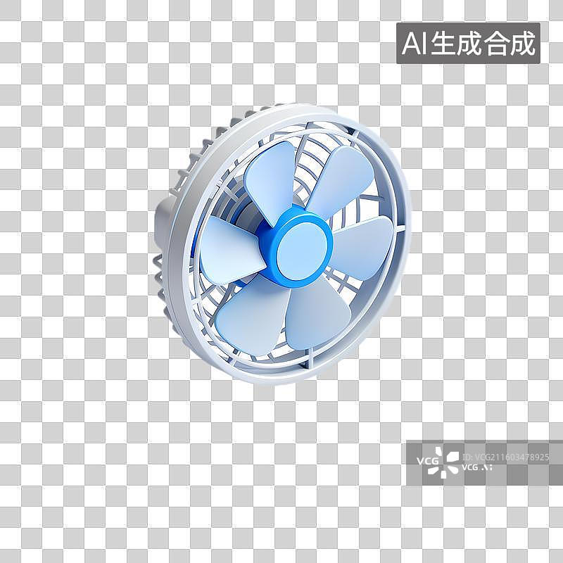 【AI数字艺术】小型蓝色叶片电风扇图片素材
