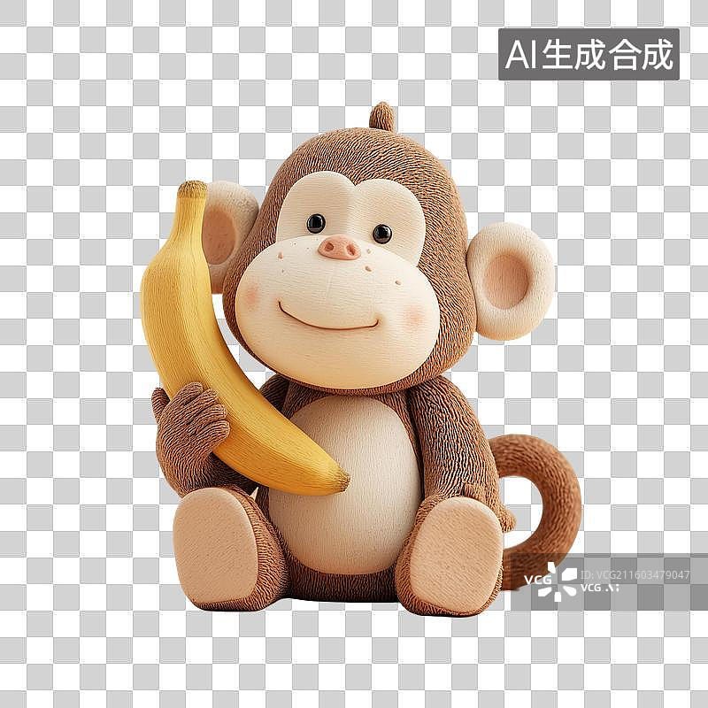 【AI数字艺术】黏土风格猴子3D角色图片素材