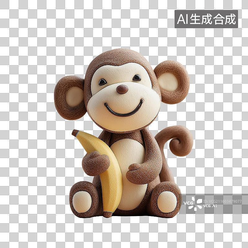 【AI数字艺术】黏土风格猴子3D角色图片素材