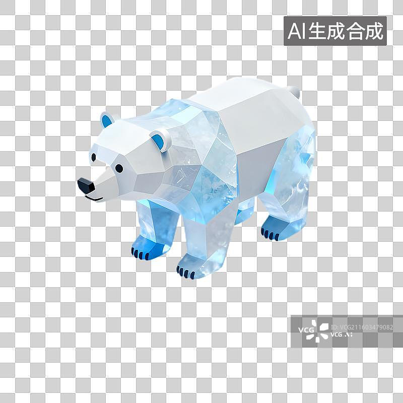 【AI数字艺术】低多边形风格冰纹北极熊图片素材