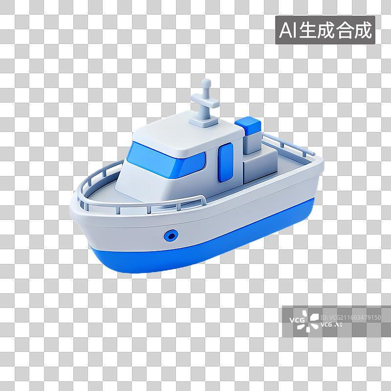 【AI数字艺术】儿童玩耍的白色蓝色小玩具船图片素材