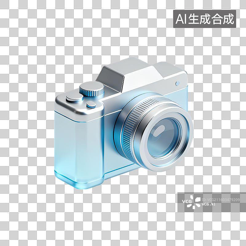 【AI数字艺术】一款闪亮蓝色的现代数码相机图片素材