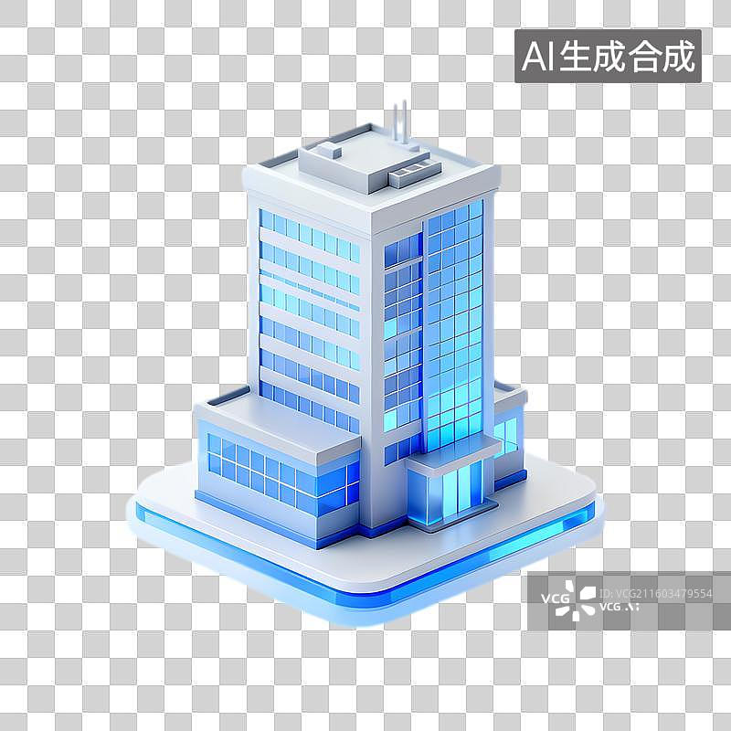 【AI数字艺术】现代化蓝色玻璃高楼图片素材