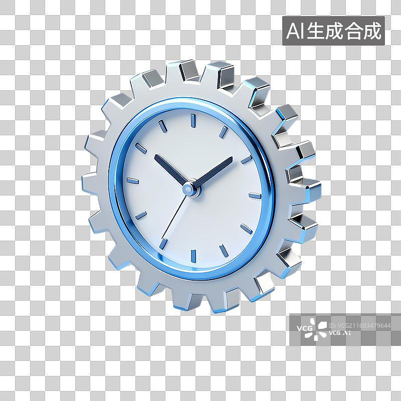 【AI数字艺术】齿轮与时钟结合的时间象征图片素材