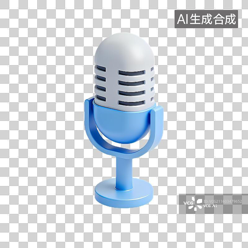 【AI数字艺术】经典蓝白桌面麦克风图片素材