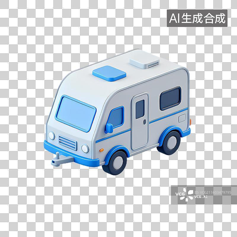 【AI数字艺术】小巧可爱的户外旅行房车图片素材