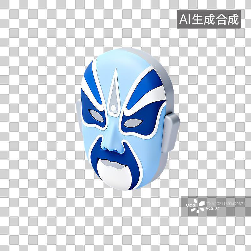 【AI数字艺术】中国传统京剧蓝白脸谱图片素材