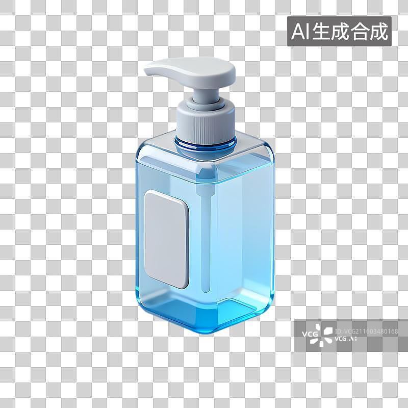 【AI数字艺术】带泵头的透明塑料液体瓶图片素材
