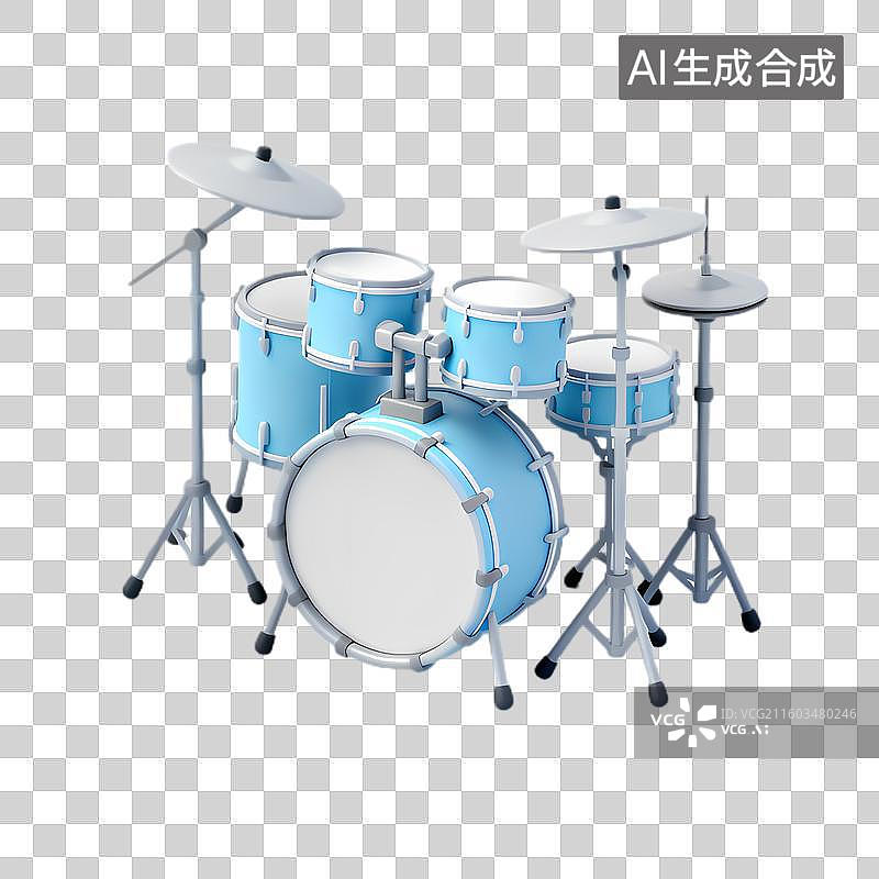 【AI数字艺术】蓝色的鼓组乐器图片素材