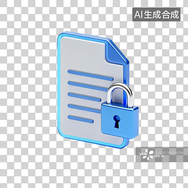【AI数字艺术】带锁的安全文档图标图片素材