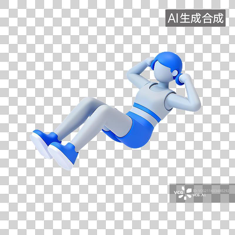 【AI数字艺术】人物做仰卧起坐的3D图示图片素材